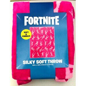 Fortnite Silky Soft Plush Throw Pink Silhouette Figures